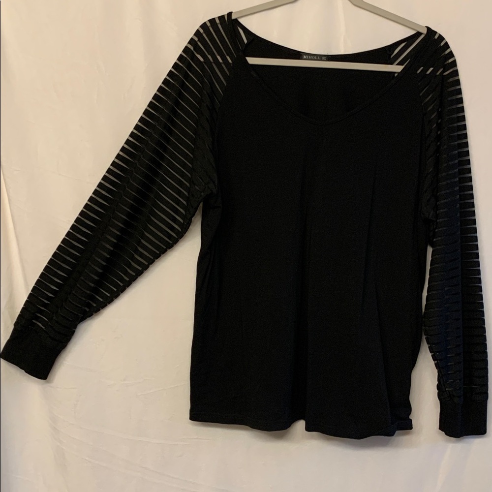 Black V-Neck Women's Top